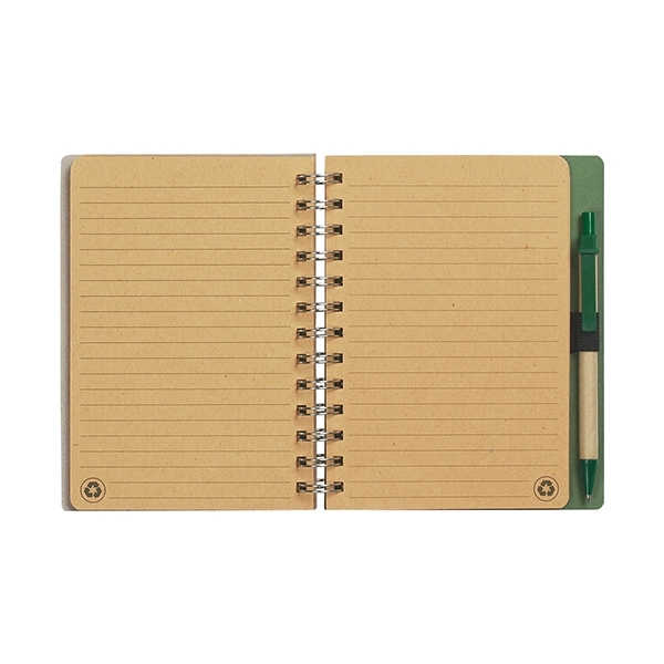 NATURAL WITH GREEN color option for Eco Inspired Spiral Notebook & Pen