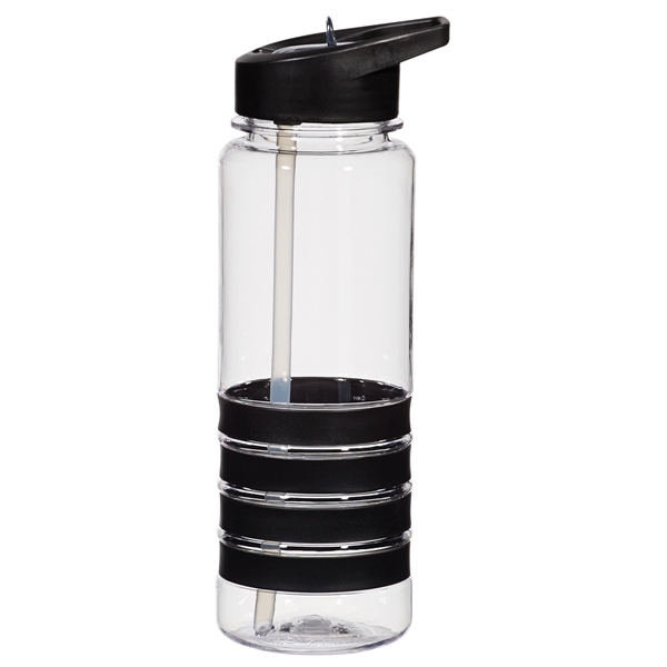 CLEAR WITH BLACK color option for 24 Oz. Water Bottle With Silicone Bands