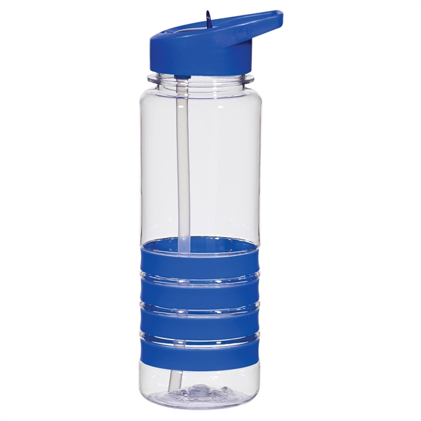 CLEAR WITH BLUE color option for 24 Oz. Water Bottle With Silicone Bands