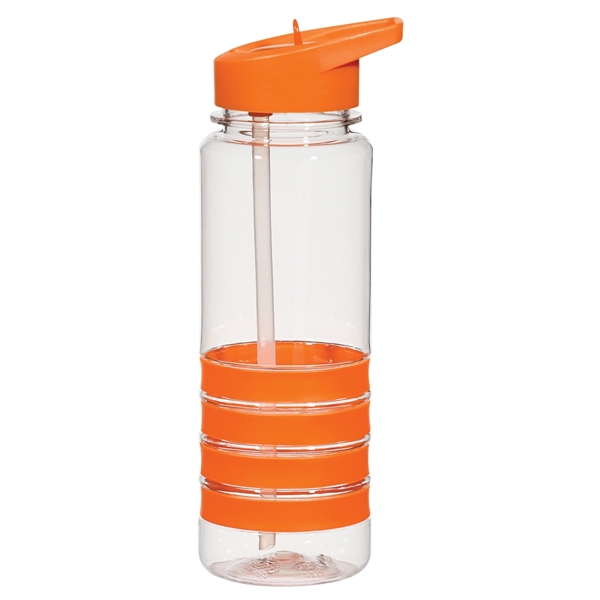 CLEAR WITH ORANGE color option for 24 Oz. Water Bottle With Silicone Bands