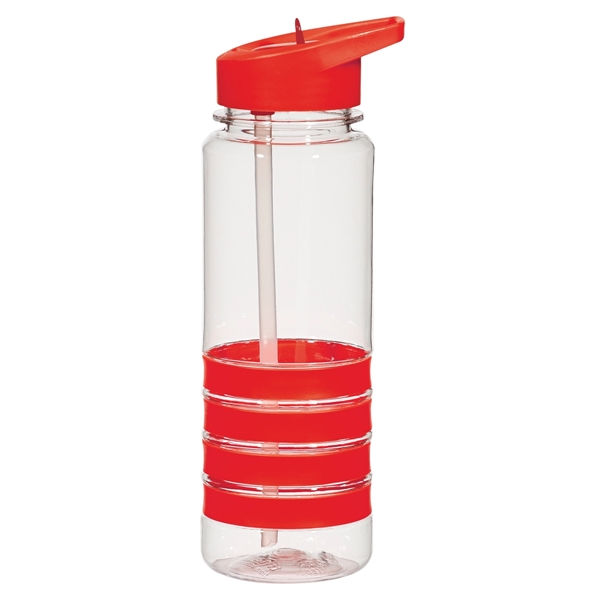 CLEAR WITH RED color option for 24 Oz. Water Bottle With Silicone Bands