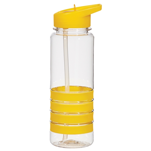 CLEAR WITH YELLOW color option for 24 Oz. Water Bottle With Silicone Bands
