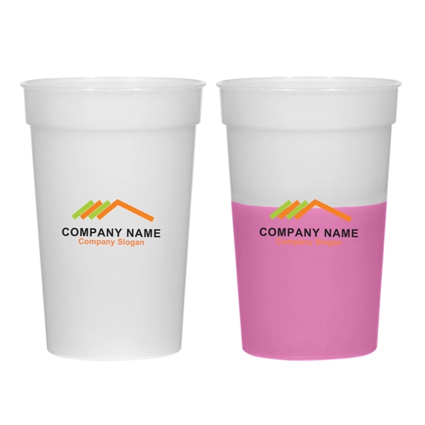FROST PINK color option for Plastic Reusable Beverage Cup   17 Oz.