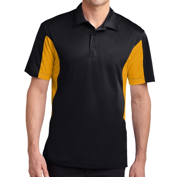 BLACK/ GOLD color option for Sport Tek® Sport Wick® Block Sided Polo