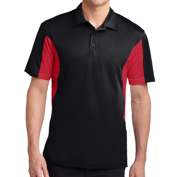 BLACK/ TRUE RED color option for Sport Tek® Sport Wick® Block Sided Polo