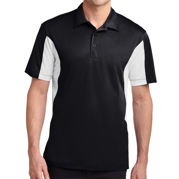 BLACK/ WHITE color option for Sport Tek® Sport Wick® Block Sided Polo