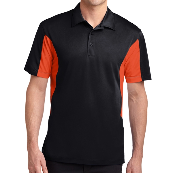 BLACK/DEEP ORANGE color option for Sport Tek® Sport Wick® Block Sided Polo