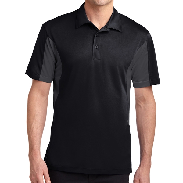 BLACK/IRON GRAY color option for Sport Tek® Sport Wick® Block Sided Polo