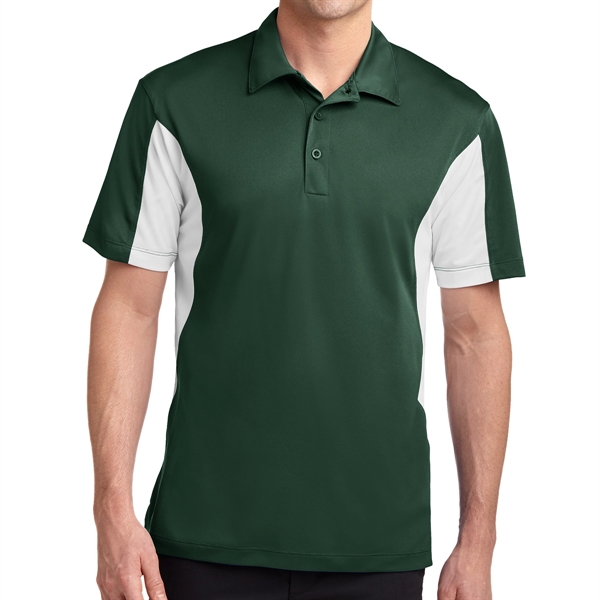 FOREST GREEN/ WHITE color option for Sport Tek® Sport Wick® Block Sided Polo