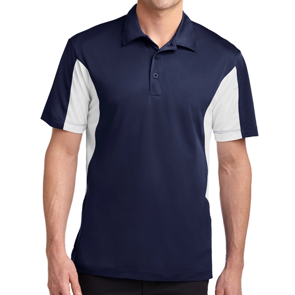 TRUE NAVY/ WHITE color option for Sport Tek® Sport Wick® Block Sided Polo