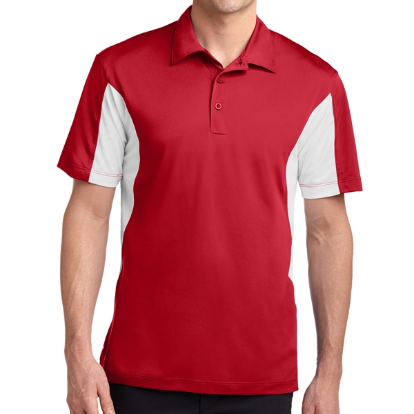 TRUE RED/ WHITE color option for Sport Tek® Sport Wick® Block Sided Polo
