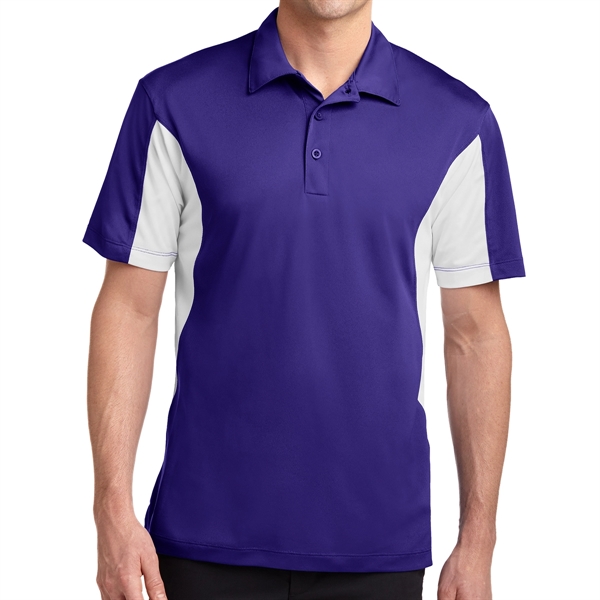 TRUE ROYAL/ WHITE color option for Sport Tek® Sport Wick® Block Sided Polo
