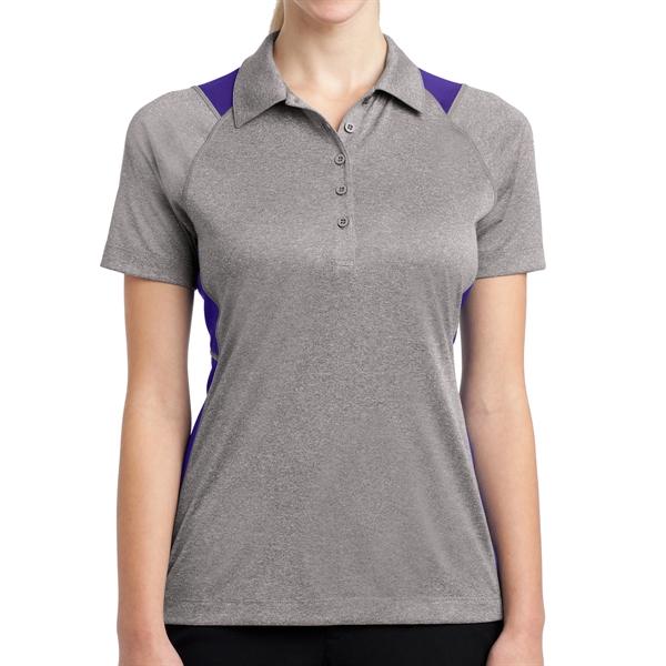 VINTAGE HEATHER/TRUE ROYAL color option for Sport Tek® Women's Colorblocked Heather Polo