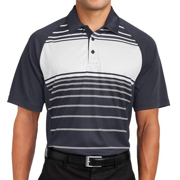 BLACK color option for Sport Tek® Dry Zone® Stripe Accented Polo