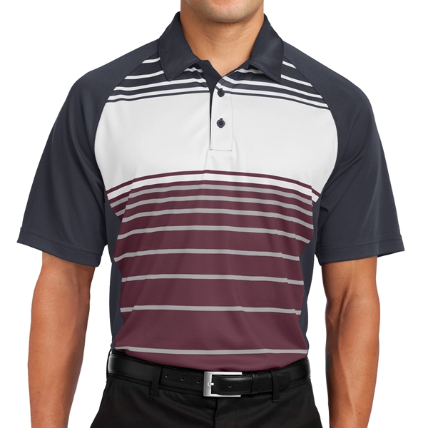 MAROON color option for Sport Tek® Dry Zone® Stripe Accented Polo
