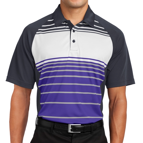 TRUE NAVY color option for Sport Tek® Dry Zone® Stripe Accented Polo