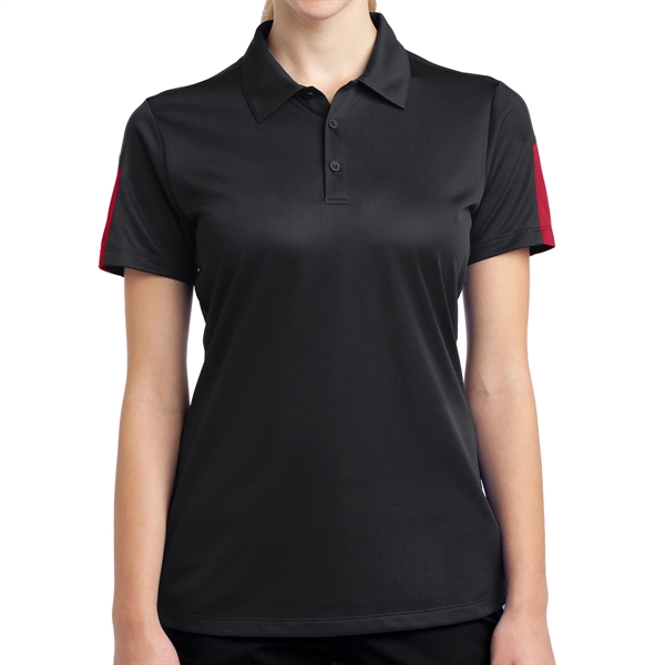 BLACK/ TRUE RED color option for Sport Tek® Posi Charge® Women's Colorblocked Polo