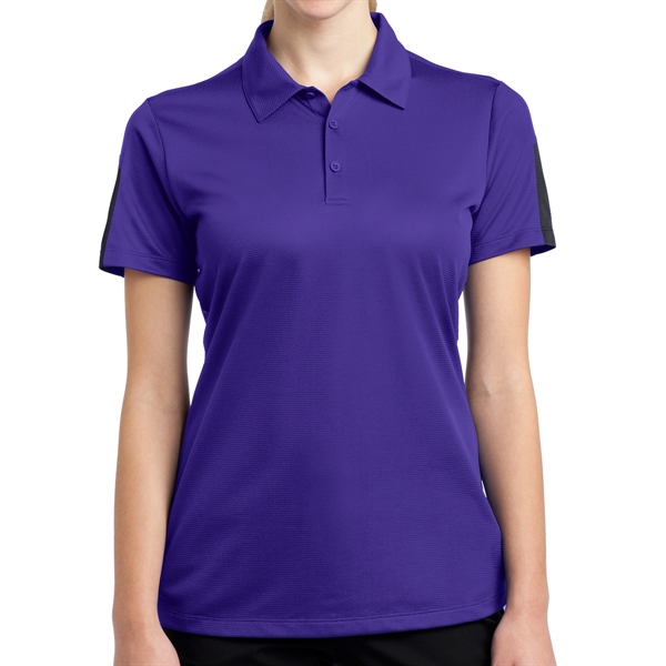 PURPLE/GREY color option for Sport Tek® Posi Charge® Women's Colorblocked Polo