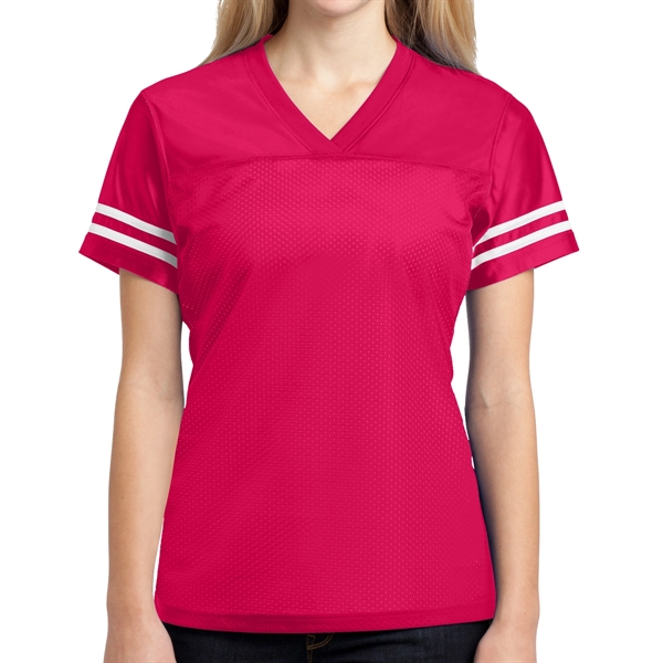 PINK RASPBERRY/WHITE color option for Sport Tek® Posi Charge® Women's Replicated Sports Jersey