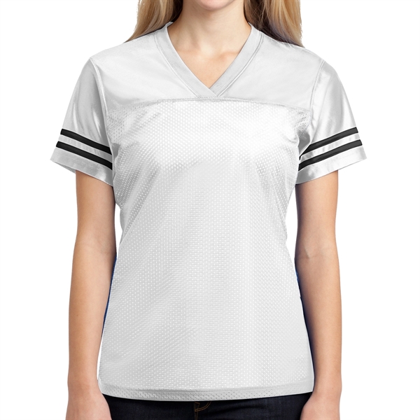WHITE/BLACK color option for Sport Tek® Posi Charge® Women's Replicated Sports Jersey