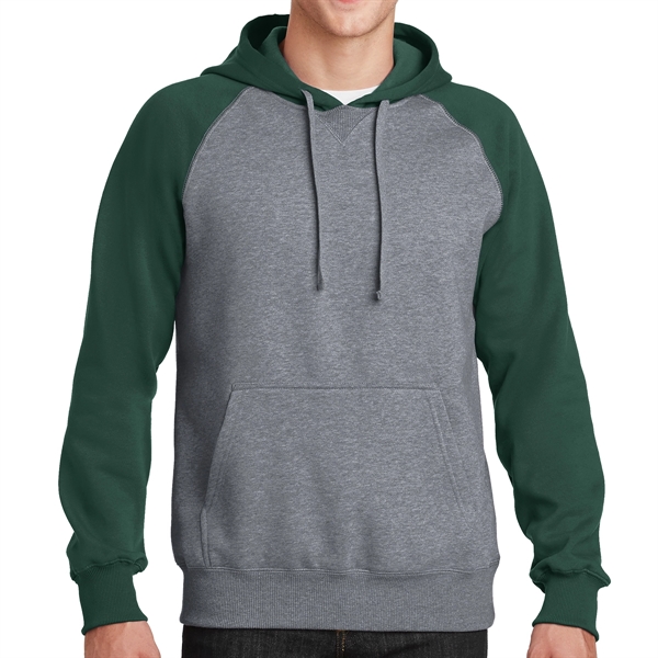FOREST GREEN/VINTAGE HEATHER color option for Sport Tek® Colorblocked Raglan Hoodie