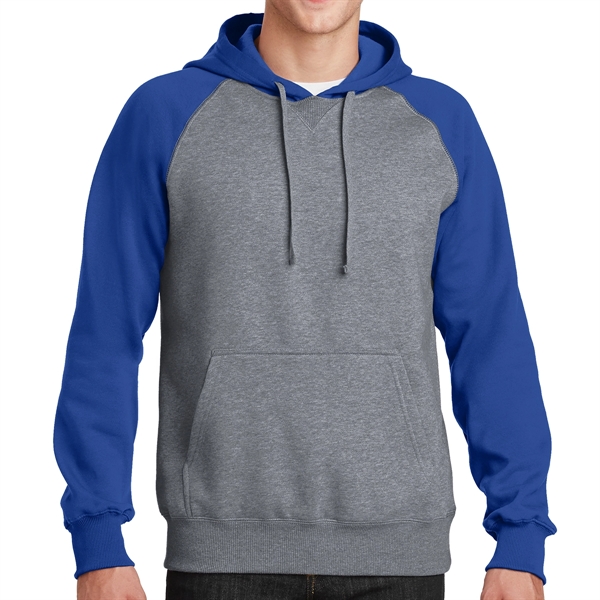 TRUE ROYAL/VINTAGE HEATHER color option for Sport Tek® Colorblocked Raglan Hoodie