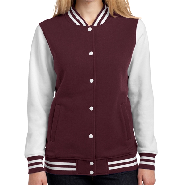 MAROON/ WHITE color option for Sport Tek® Ladies' Fleece Jacket