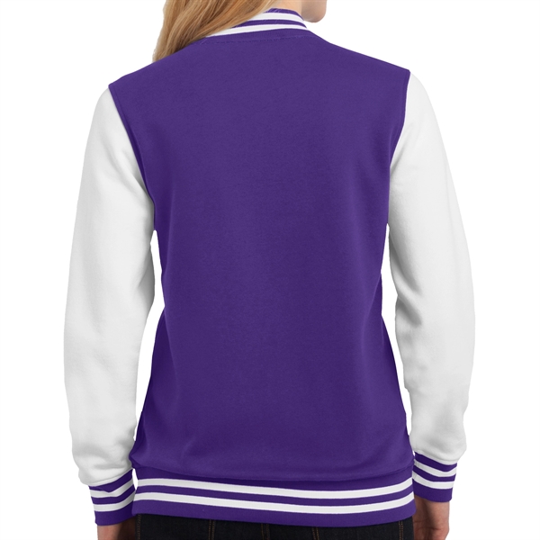 PURPLE/ WHITE color option for Sport Tek® Ladies' Fleece Jacket