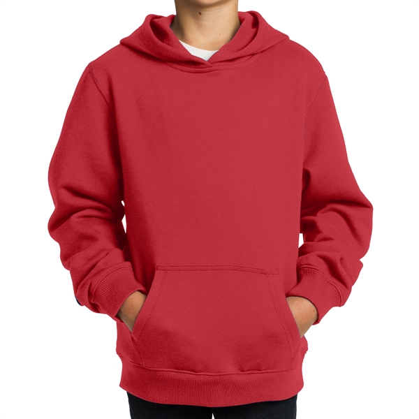 True Red color option for 9 Oz. Kids' Pullover Hooded Sweatshirt