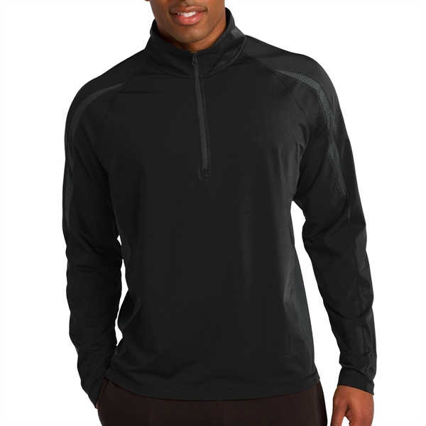 BLACK/ CHARCOAL color option for Masters' 1/2 Zip Colorblock Pullover