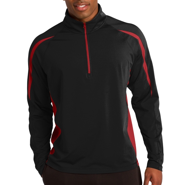 BLACK/ TRUE RED color option for Masters' 1/2 Zip Colorblock Pullover