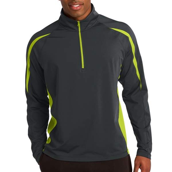 CHARCOAL GRAY/CHARGE GREEN color option for Masters' 1/2 Zip Colorblock Pullover