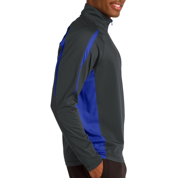CHARCOAL GRAY/TRUE ROYAL color option for Masters' 1/2 Zip Colorblock Pullover