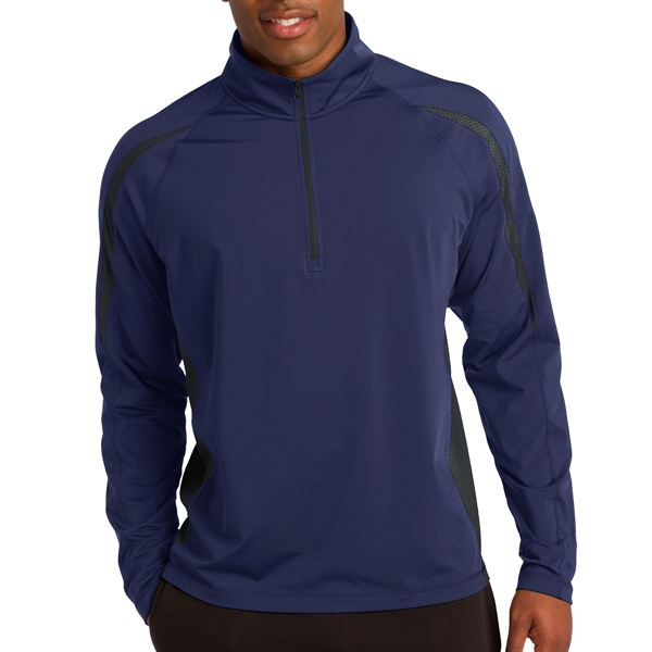 TRUE NAVY/CHARCOAL GRAY color option for Masters' 1/2 Zip Colorblock Pullover