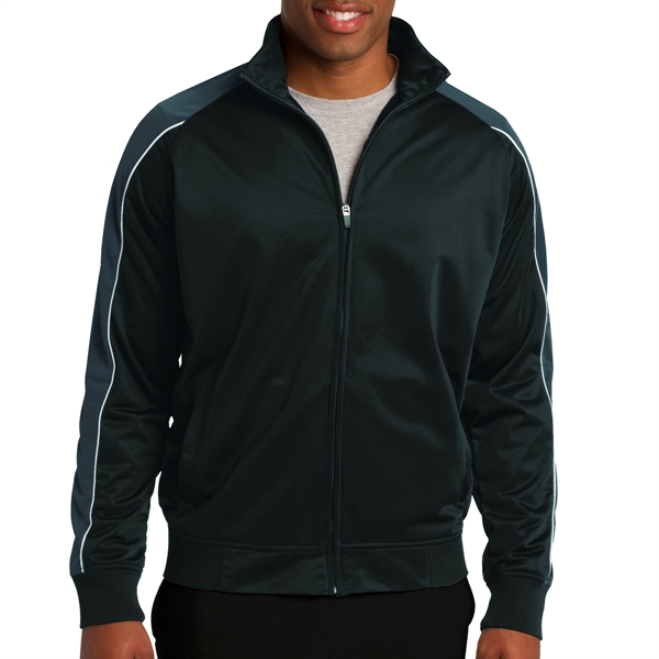 BLACK/IRON GRAY/WHITE color option for Pipe Designed Polyester Tricot Jacket