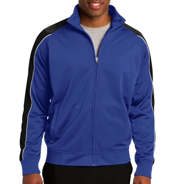 TRUE ROYAL/BLACK/WHITE color option for Pipe Designed Polyester Tricot Jacket
