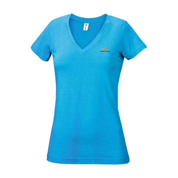 Turquoise Heather color option for Classic Junior V Neck Shirt