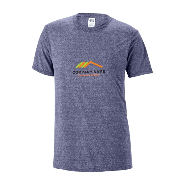 Denim Snow Heather color option for Tagless Adult Heather Fitted Tee