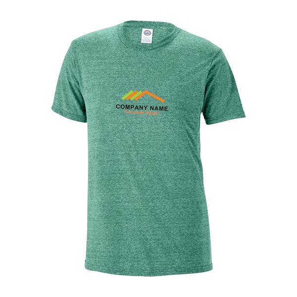 Turquoise Snow Heather color option for Tagless Adult Heather Fitted Tee