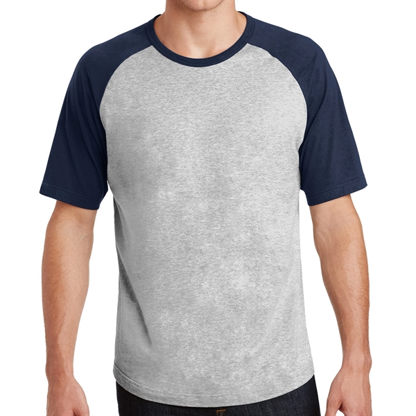 Heather Gray / Navy color option for Leander Raglan Jersey With Colorblocking Design