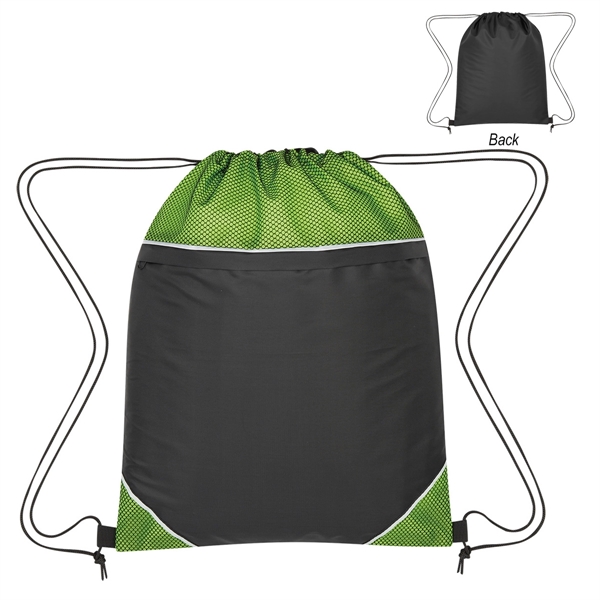 LIME WITH BLACK color option for Polyester Knapsack
