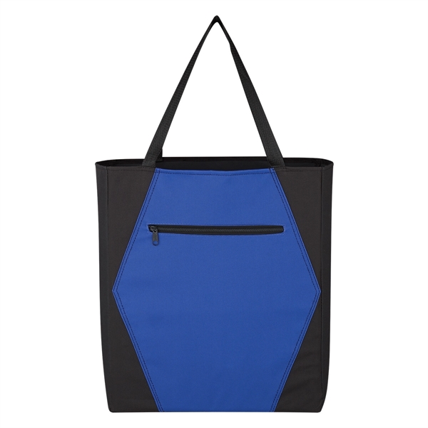 BLACK WITH BLUE color option for Two Tone Geometric Tote Bag