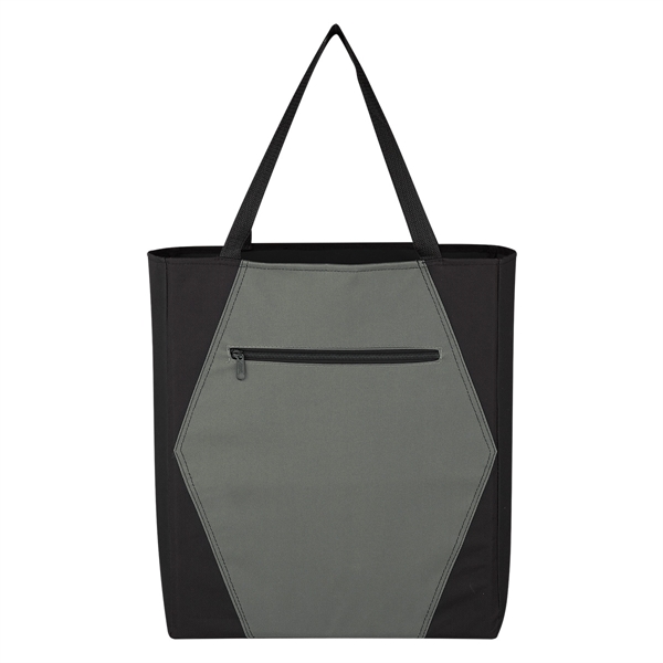 BLACK WITH GRAY color option for Two Tone Geometric Tote Bag