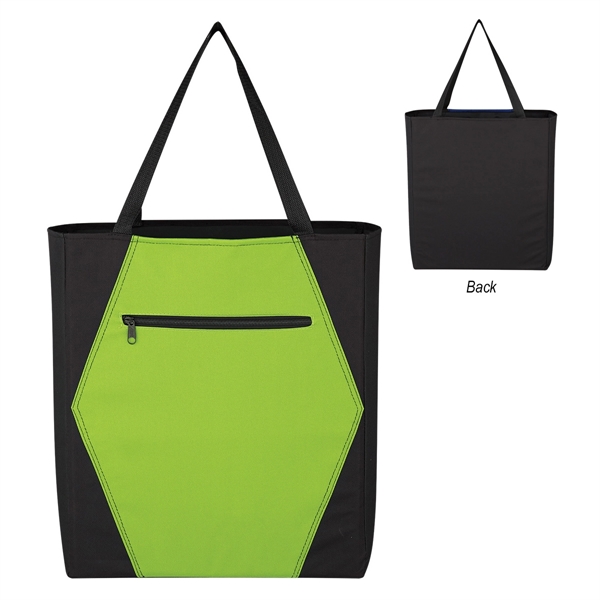 BLACK WITH LIME color option for Two Tone Geometric Tote Bag