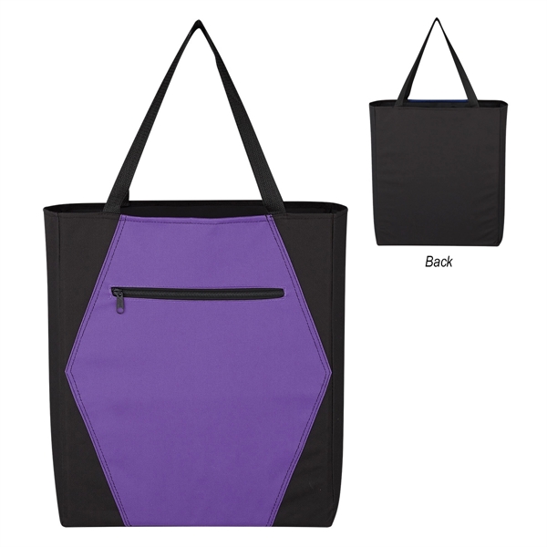 BLACK WITH PURPLE color option for Two Tone Geometric Tote Bag