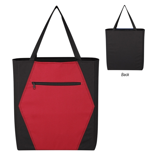 BLACK WITH RED color option for Two Tone Geometric Tote Bag