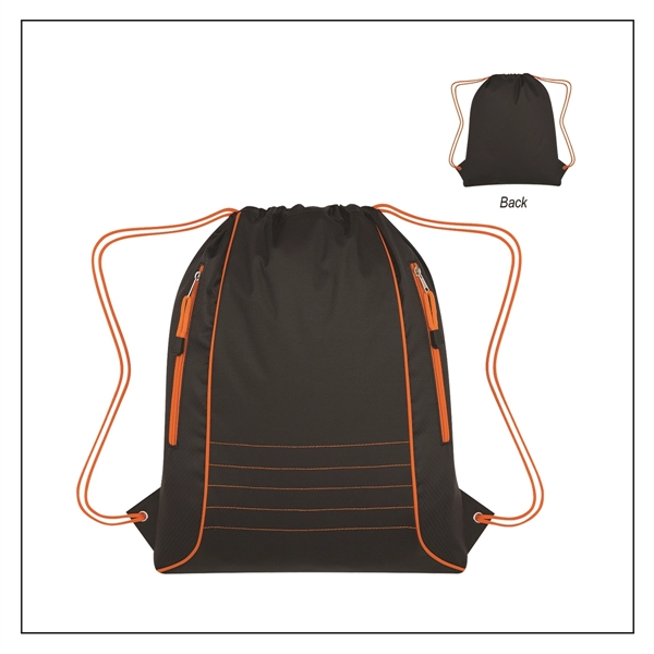BLACK WITH ORANGE color option for Drawstring Sports Bag
