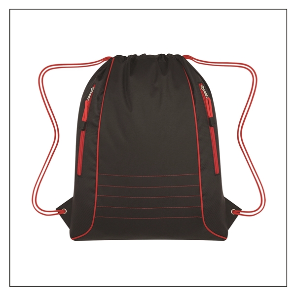 BLACK WITH RED color option for Drawstring Sports Bag