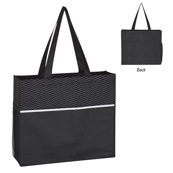 BLACK color option for Stylish Non Woven Tote Bag With Wave Design