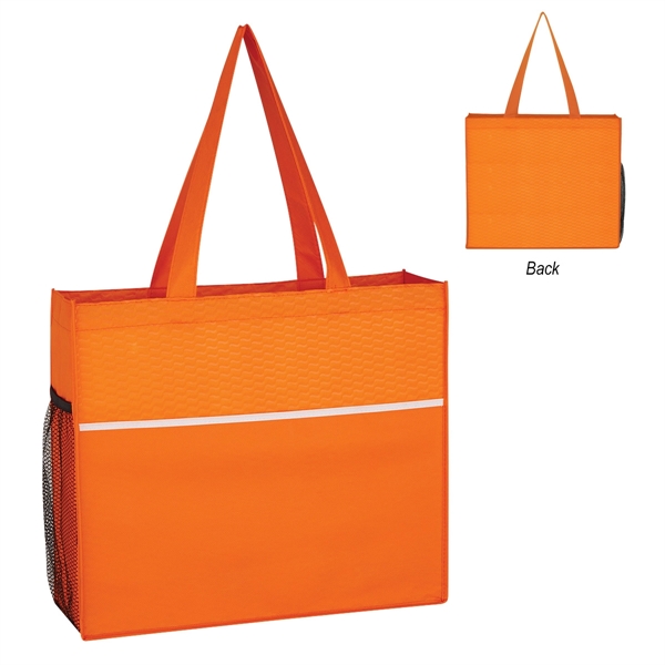 ORANGE color option for Stylish Non Woven Tote Bag With Wave Design